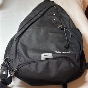 Waterfly Black Poly Crossbody Sling Bag